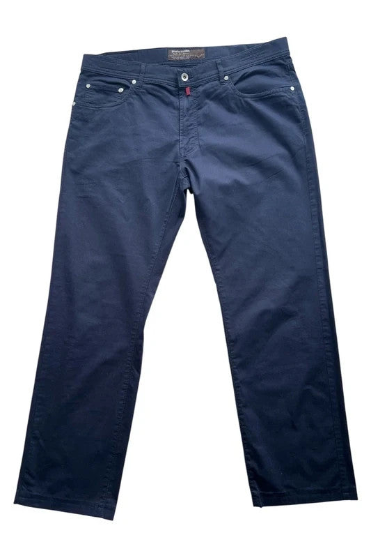 Pierre Cardin navy chino trousers classic style with elegant cut, vintage minimal look.