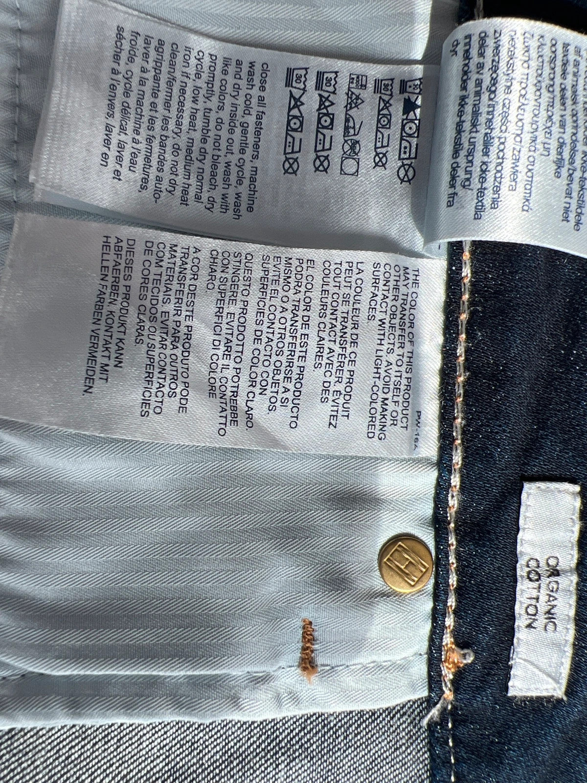 Tommy Hilfiger navy straight jeans classic fit with logo patch and quality denim.