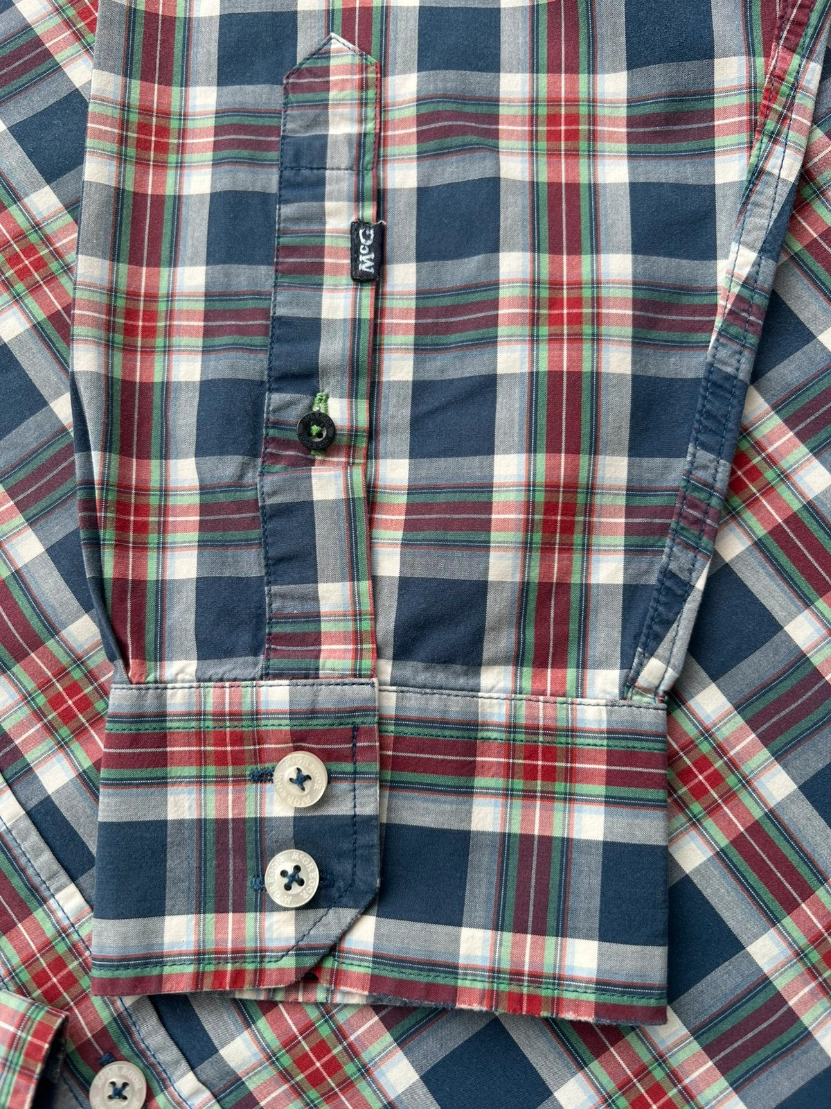 McGregor blue and red checkered shirt, button-down, 100% cotton, Custom Fit, XXL.