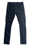 Glorious Gangsta black biker jeans with distressed knee panels and slim fit.