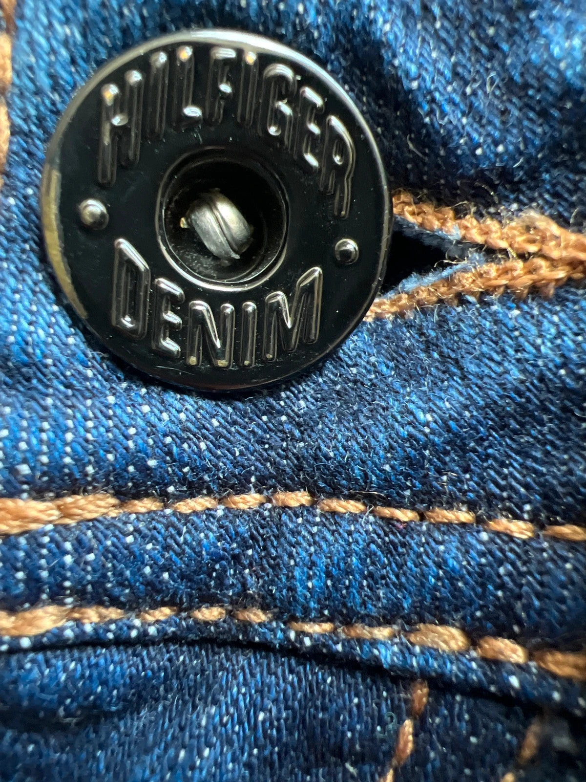 Tommy Hilfiger navy straight jeans low rise Y2K vintage stretch denim with logo.