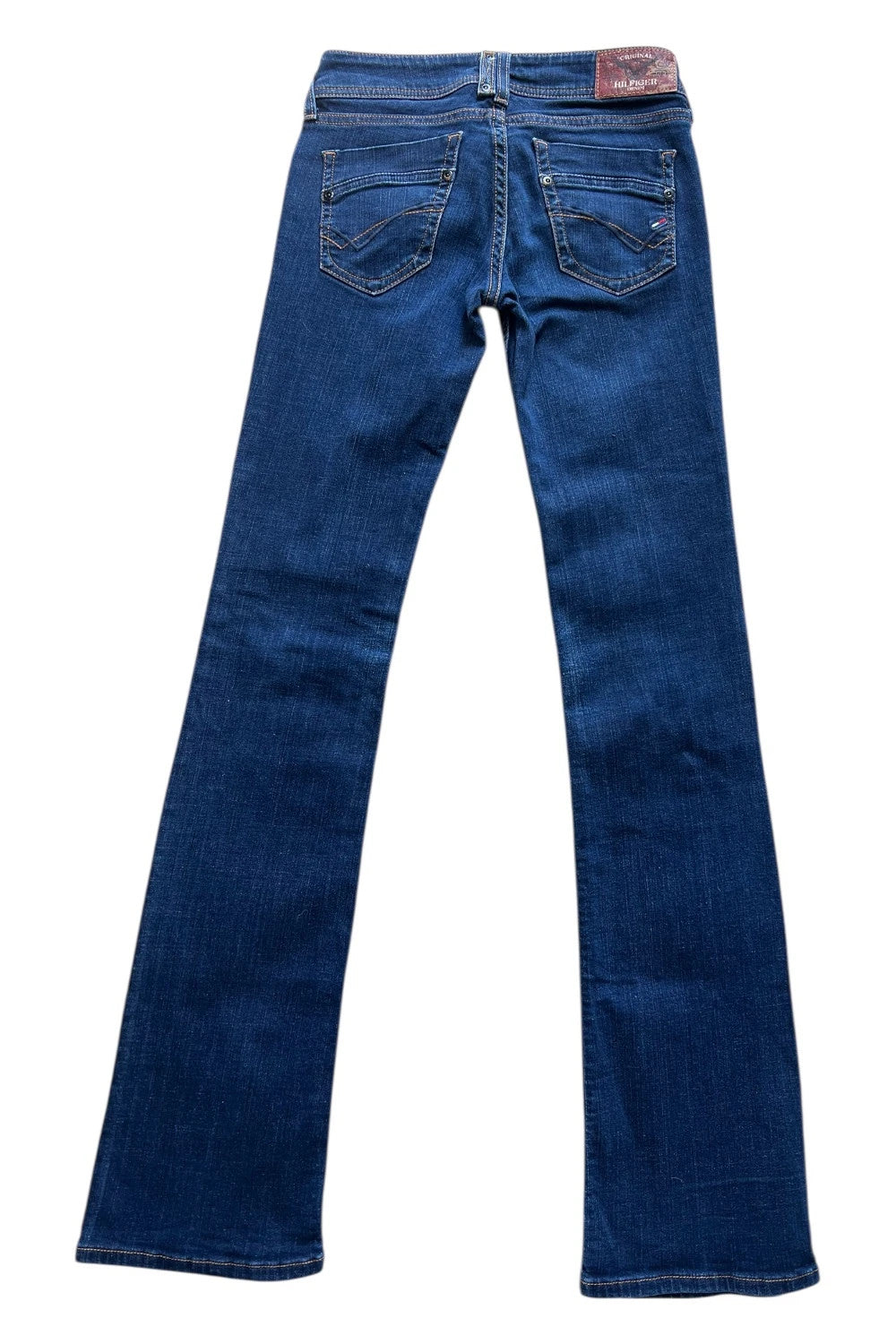 Tommy Hilfiger navy straight jeans low rise Y2K vintage stretch denim with logo.