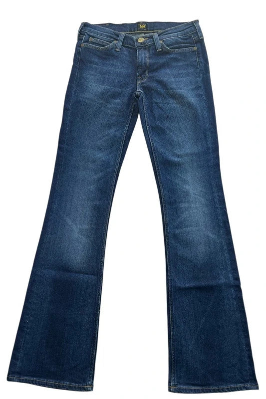 Lee straight jeans navy blue Y2K vintage stretch denim with casual slim fit.