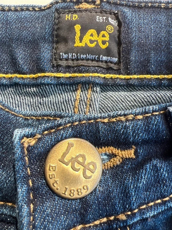 Lee straight jeans navy blue Y2K vintage stretch denim with casual slim fit.