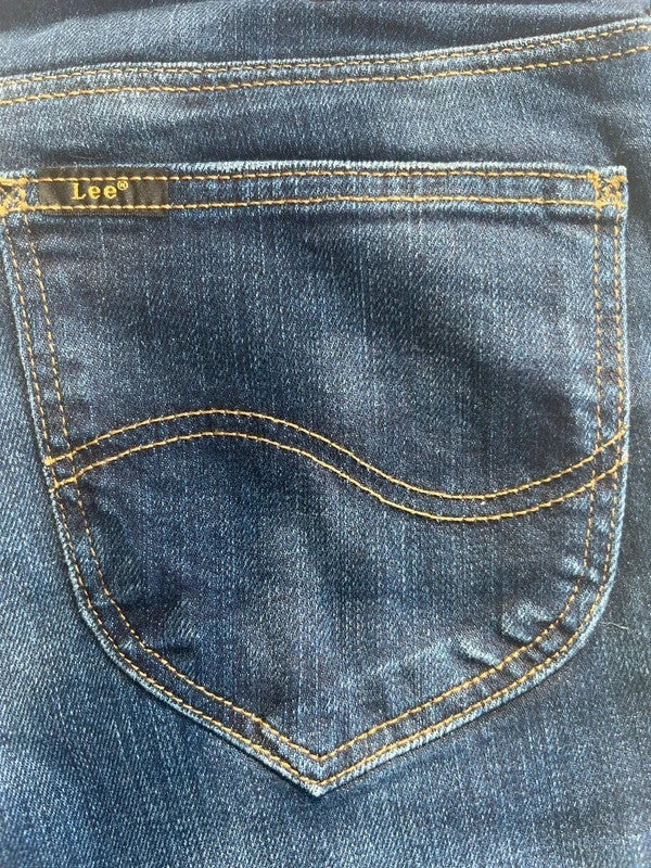 Lee straight jeans navy blue Y2K vintage stretch denim with casual slim fit.