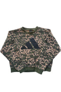 Adidas khaki camouflage oversized sweatshirt large logo casual streetwear style.