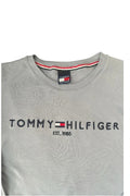 Tommy Hilfiger grey sweatshirt classic logo casual cotton minimalist design.