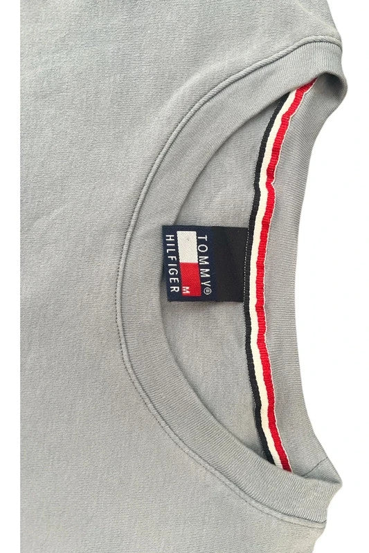 Tommy Hilfiger grey sweatshirt classic logo casual cotton minimalist design.