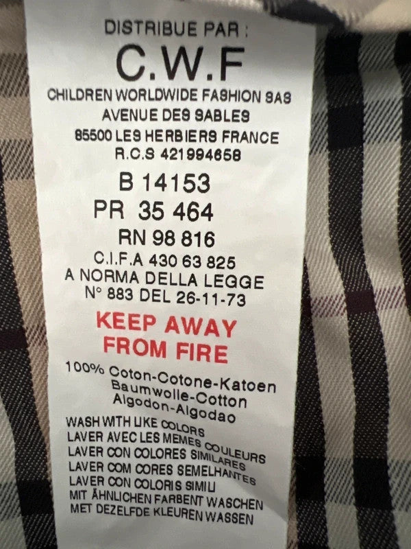 Burberry navy straight jeans with interior check pattern, slightly fitted, 100% cotton.