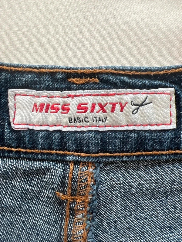 Miss Sixty navy bootcut jeans with medium rise and slight flare, made of cotton elastane.