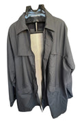 Ermenegildo Zegna grey oversized waterproof jacket with minimalistic design and Microtene material.