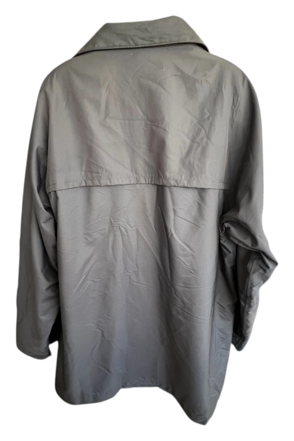 Ermenegildo Zegna grey oversized waterproof jacket with minimalistic design and Microtene material.