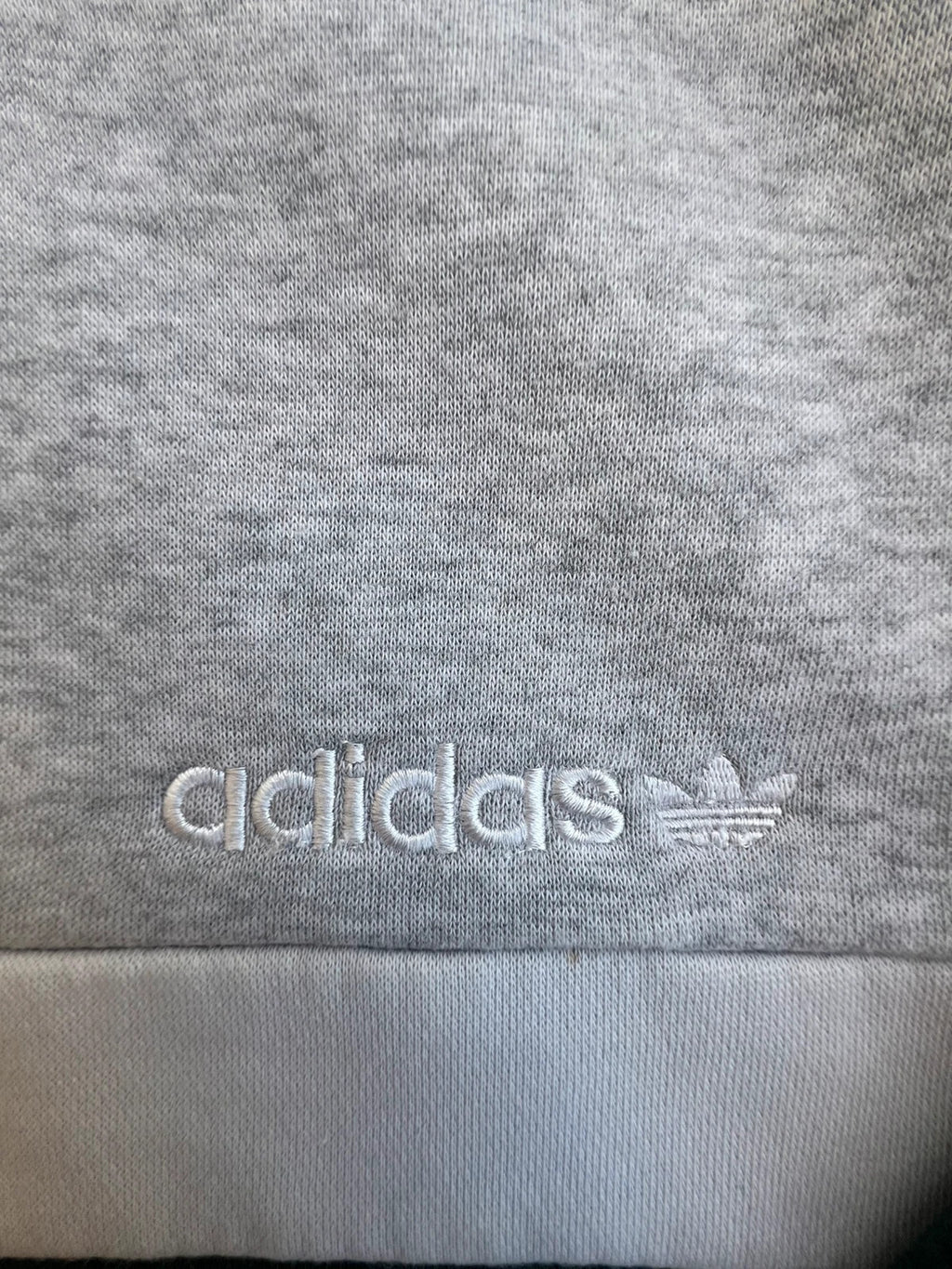 Adidas vintage grey and green crewneck sweatshirt with casual sport style and slight pilling.