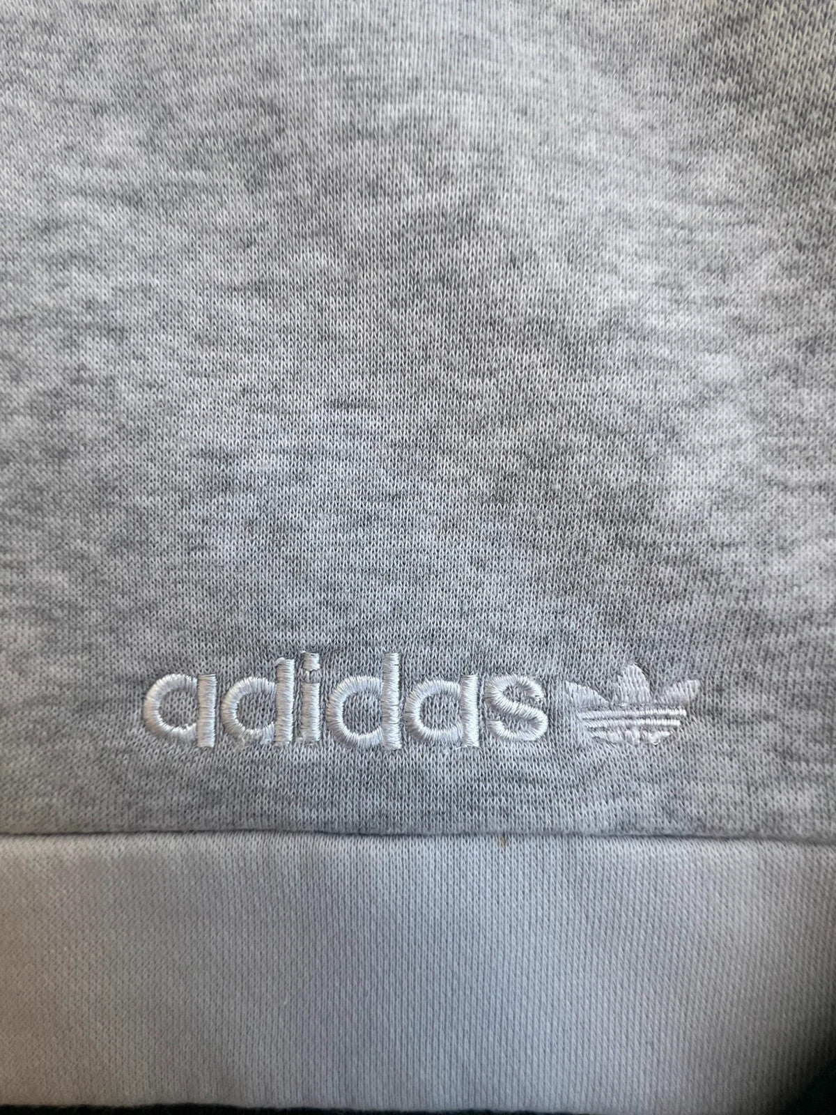 Adidas vintage grey and green crewneck sweatshirt with casual sport style and slight pilling.