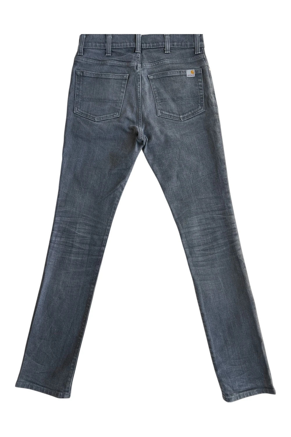 Carhartt grey straight jeans with subtle elastic blend and Y2K casual style.