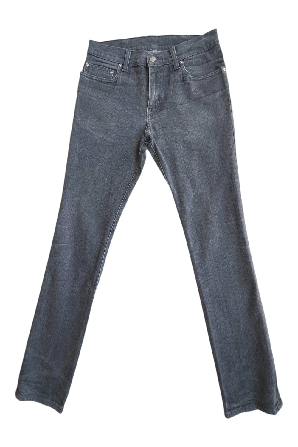 Carhartt grey straight jeans with subtle elastic blend and Y2K casual style.