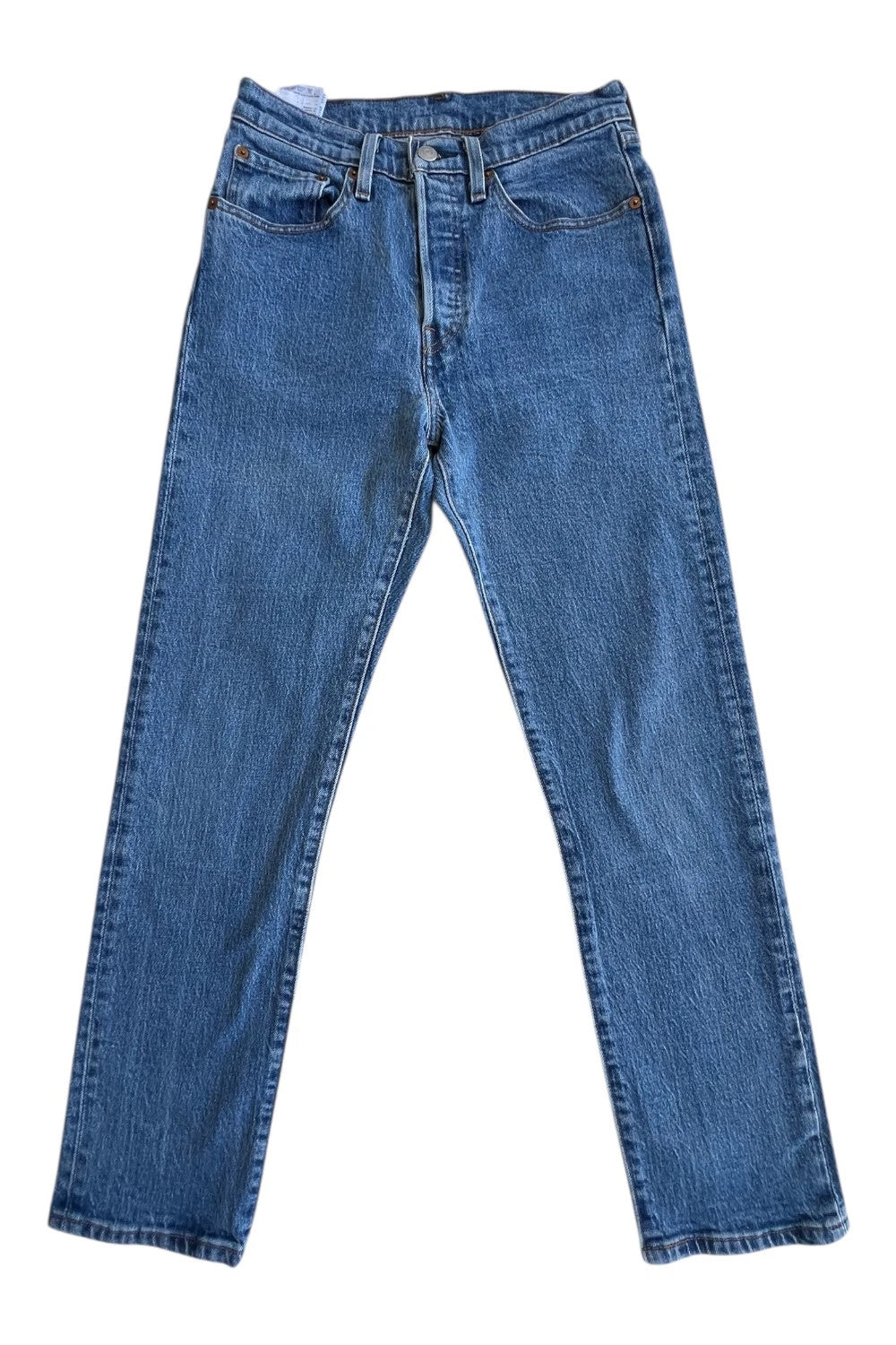 Levi's blue straight jeans vintage 501 with classic denim fabric and unisex fit.