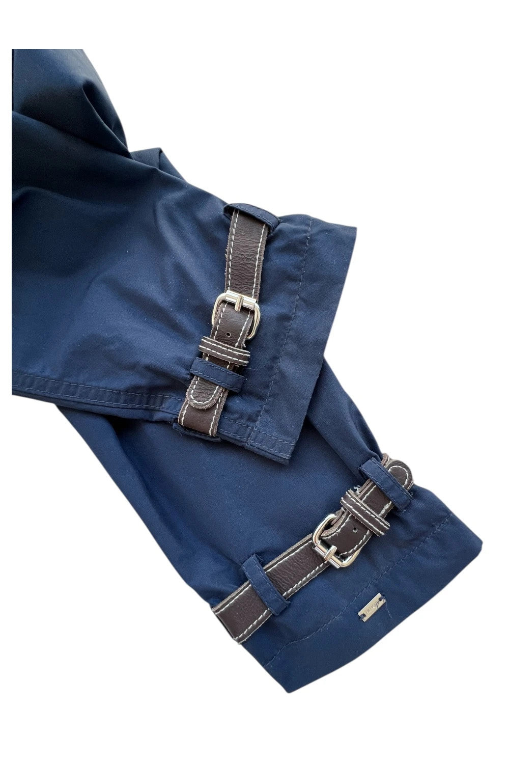 Tommy Hilfiger navy trench coat with premium zippers, buttons, and classic Old Money style.