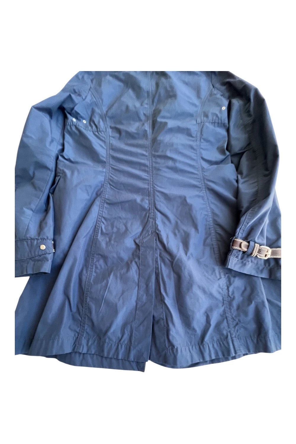 Tommy Hilfiger navy trench coat with premium zippers, buttons, and classic Old Money style.