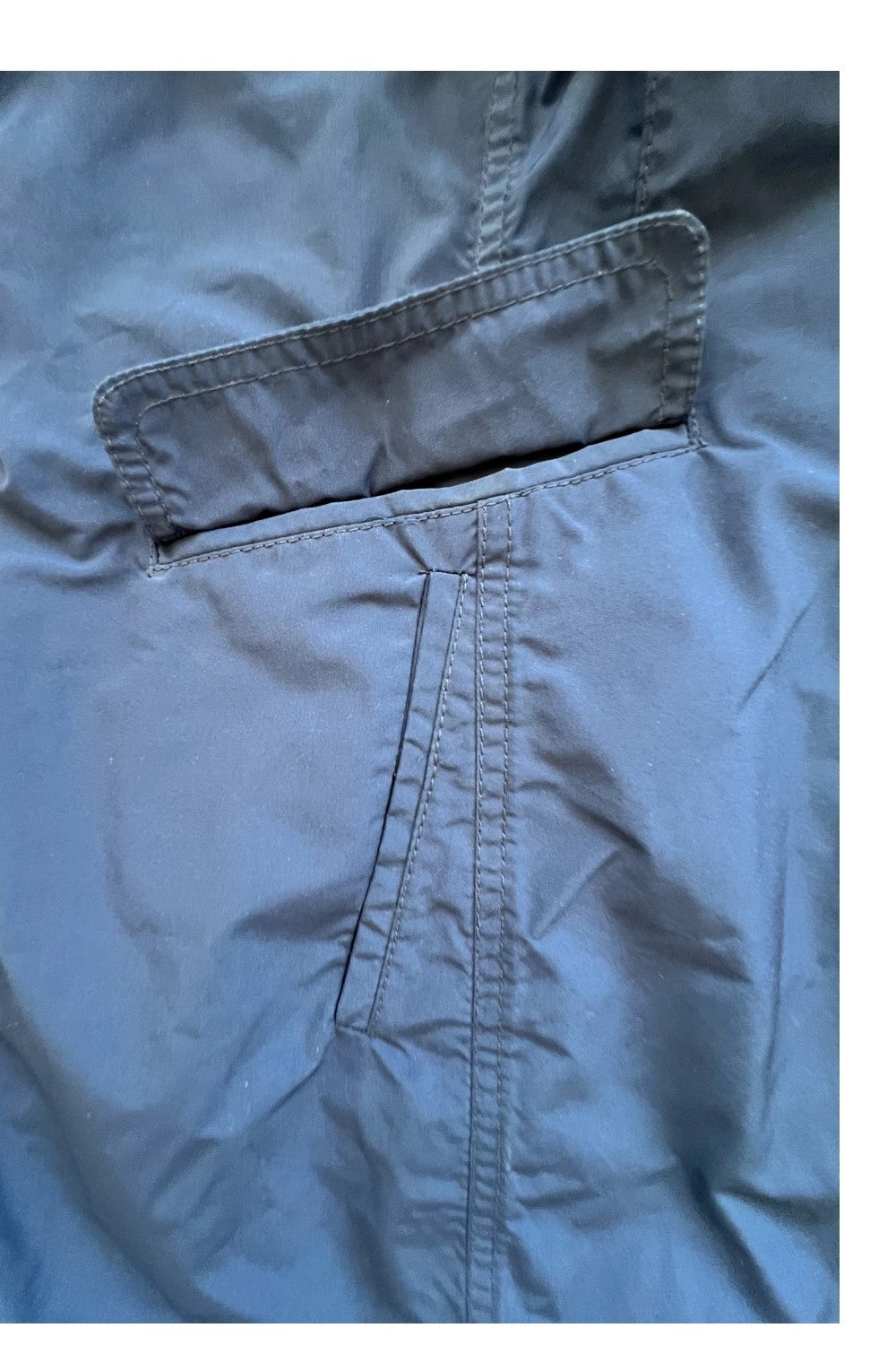 Tommy Hilfiger navy trench coat with premium zippers, buttons, and classic Old Money style.
