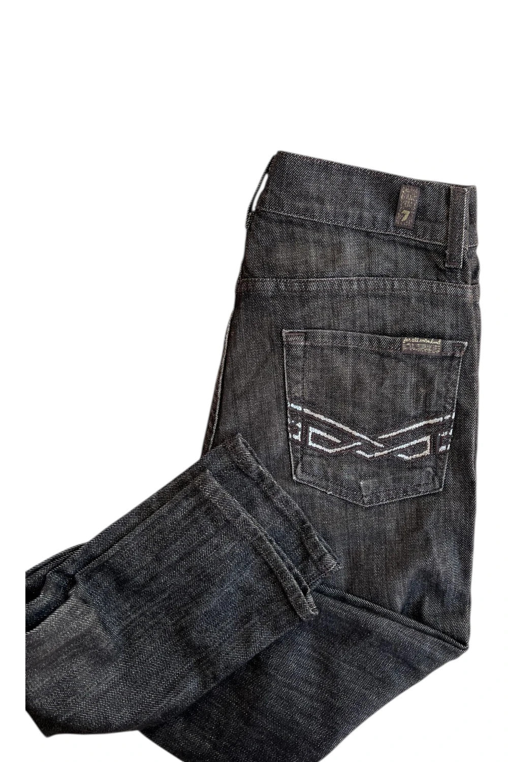 7 For All Mankind brown skinny jeans with premium denim and minimalistic design.