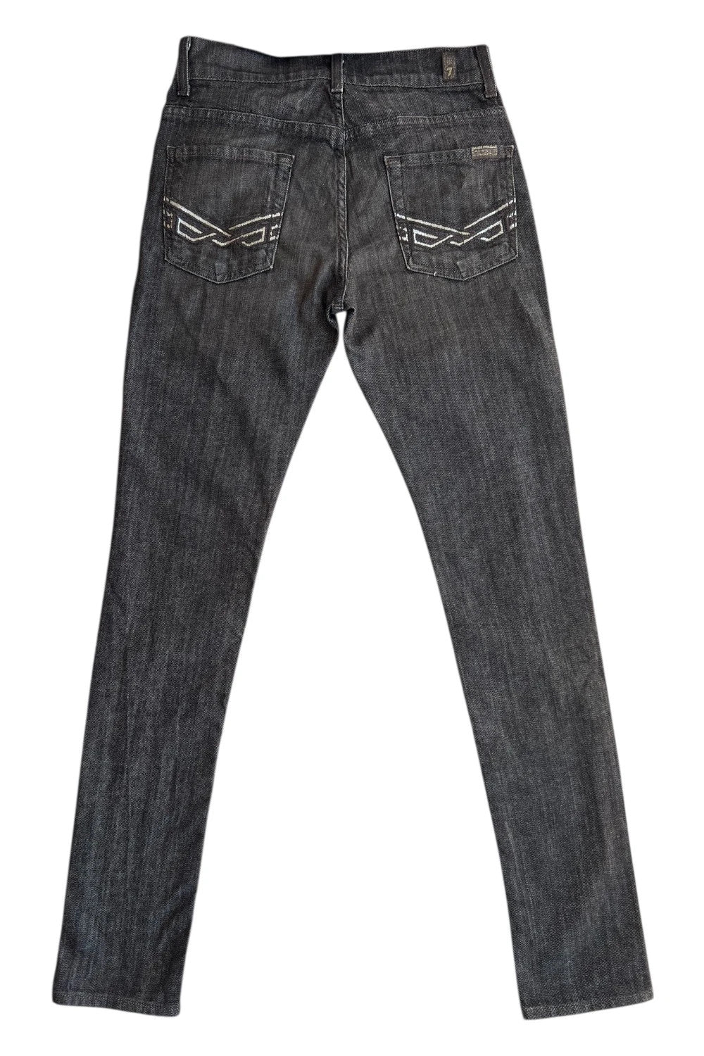 7 For All Mankind brown skinny jeans with premium denim and minimalistic design.