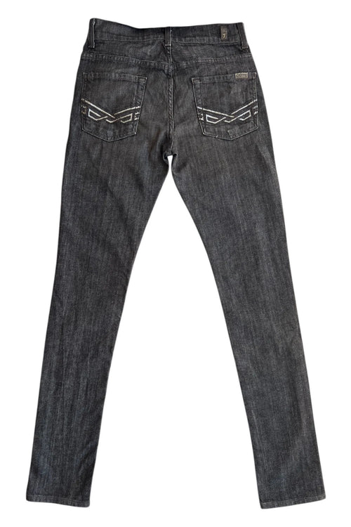 7 For All Mankind brown skinny jeans with premium denim and minimalistic design.