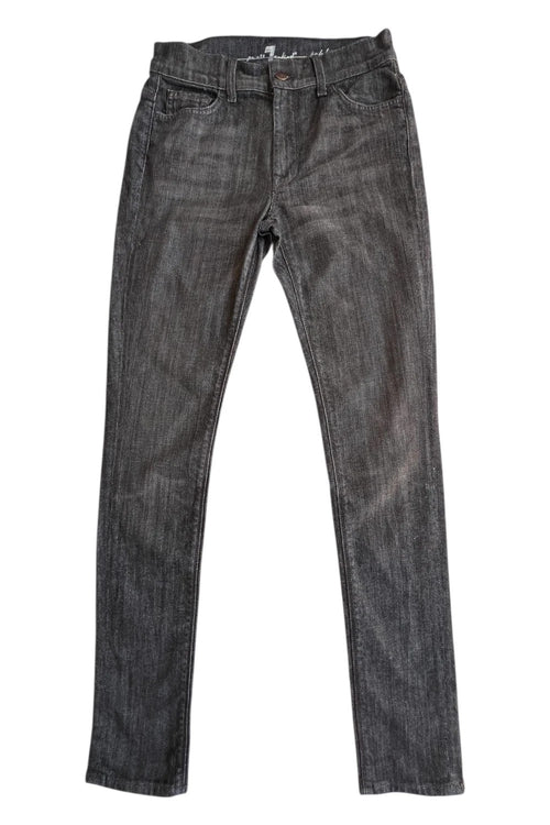 7 For All Mankind brown skinny jeans with premium denim and minimalistic design.