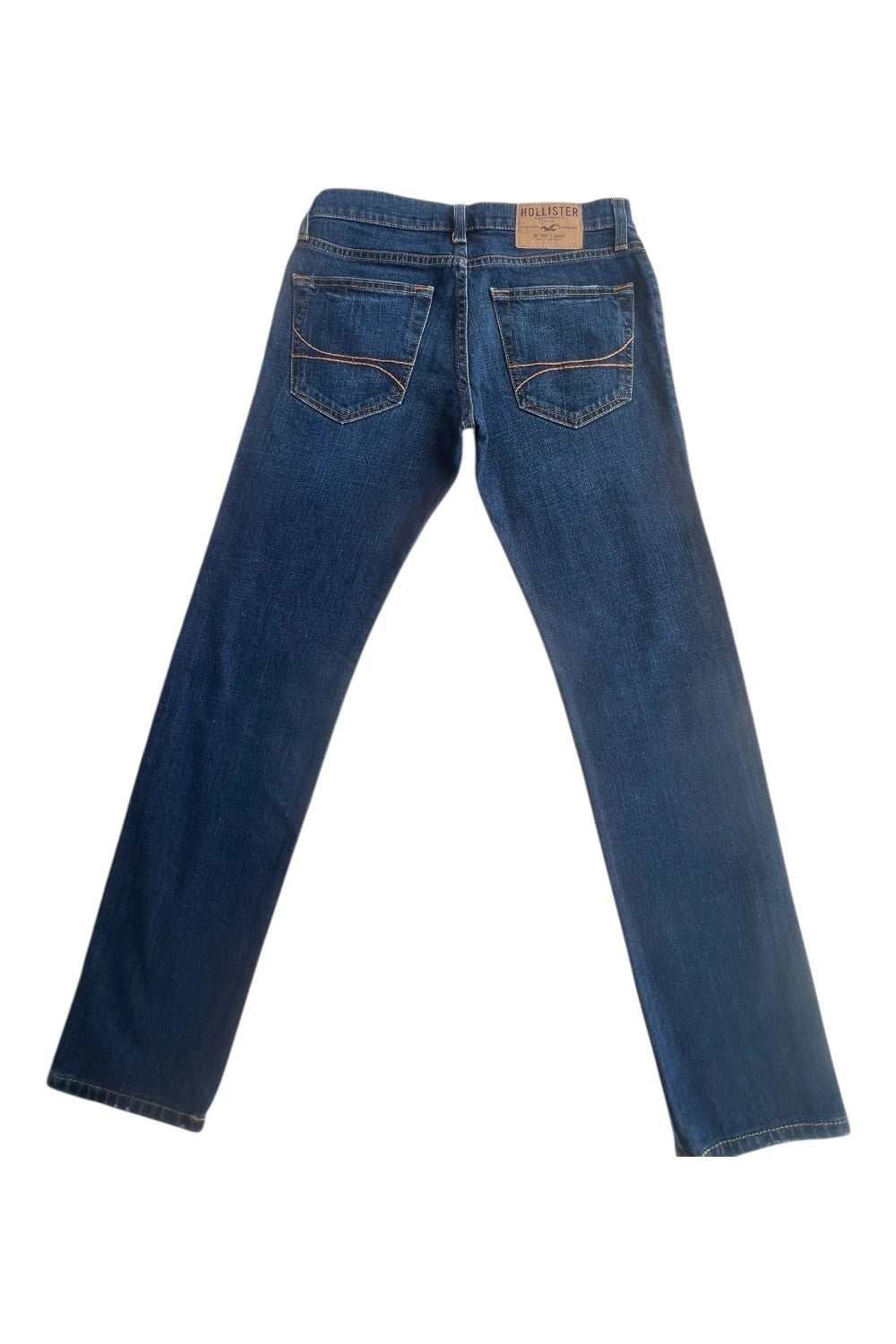Hollister navy straight jeans slim fit casual style with modern cut.