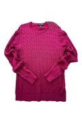 Ralph Lauren purple cable knit sweater, casual style, old money aesthetic, cotton blend.