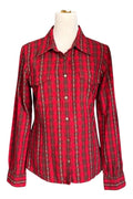 Tommy Hilfiger tunic blouse burgundy red checkered pattern vintage Y2K style.