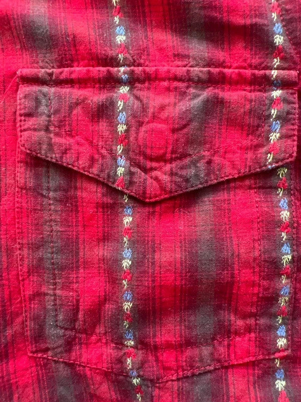 Tommy Hilfiger tunic blouse burgundy red checkered pattern vintage Y2K style.