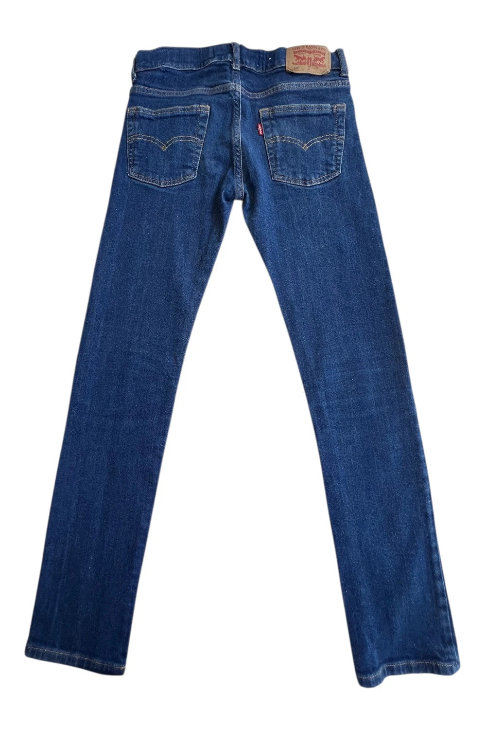 Levi's navy straight jeans with basic denim design and casual stretch fabric.