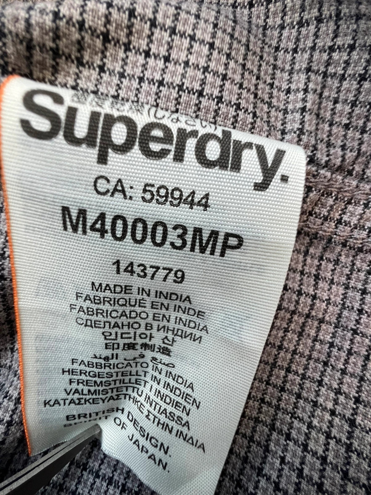 Superdry grey checkered button-down shirt, 100% cotton, Modern Classic Fit, casual style.