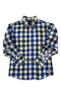 Tommy Hilfiger blue and yellow checkered button-down tunic blouse, lightweight cotton.
