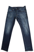 G-Star blue slim jeans 3301 with classic style and denim material.