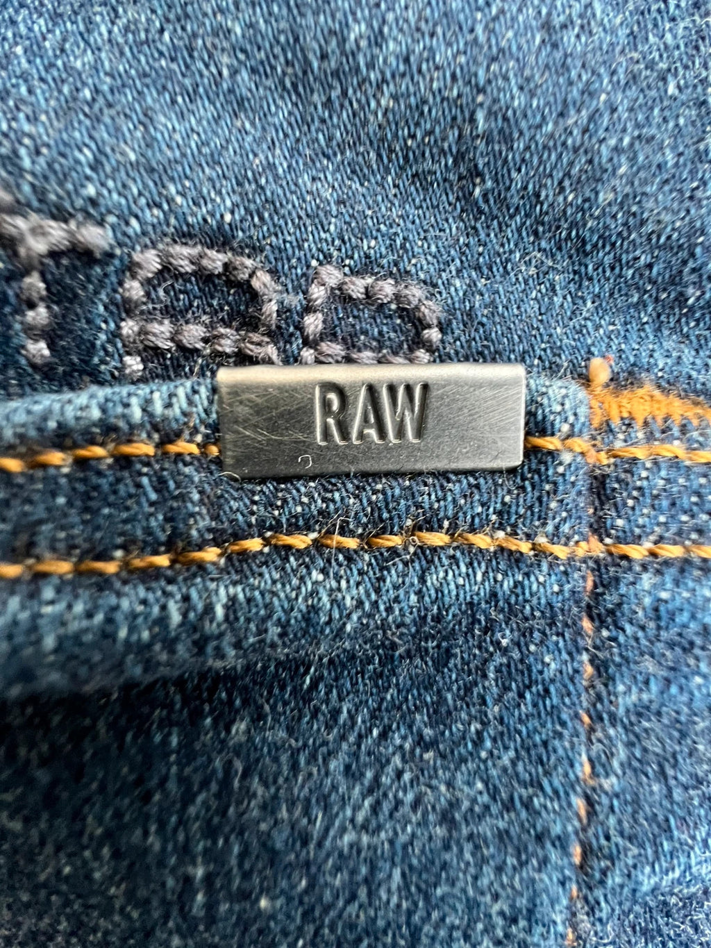 G-Star blue slim jeans 3301 with classic style and denim material.