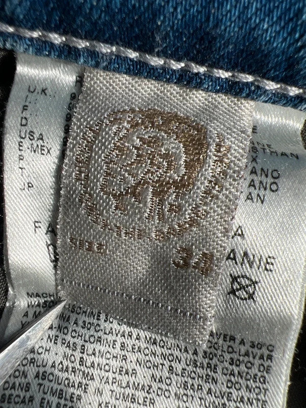 Diesel blue bootcut jeans with vintage casual style and Y2K flair.