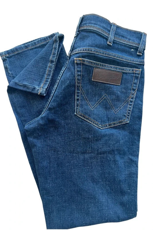 Wrangler navy straight jeans Texas Slim classic cowboy style durable denim