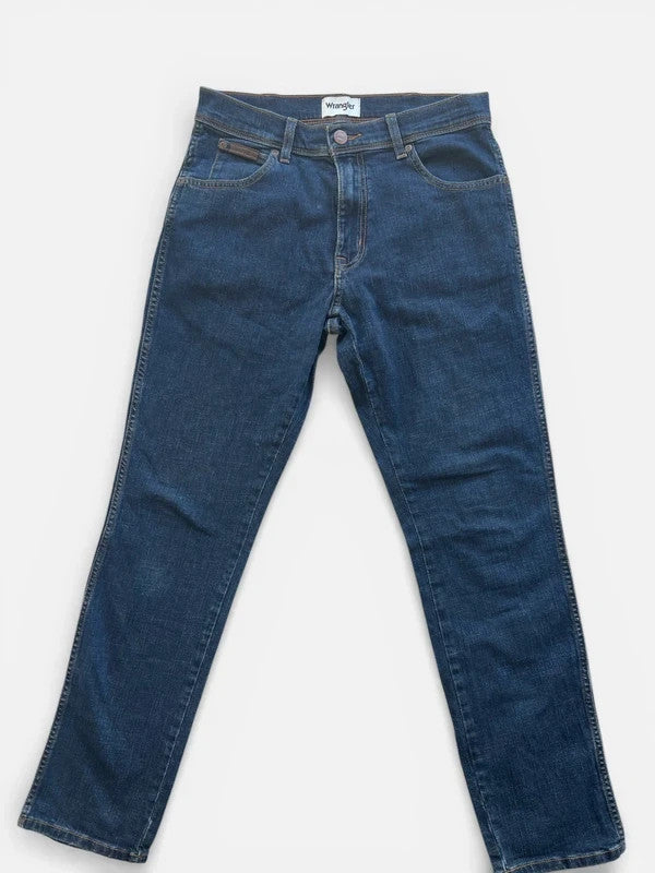 Wrangler navy straight jeans Texas Slim classic cowboy style durable denim