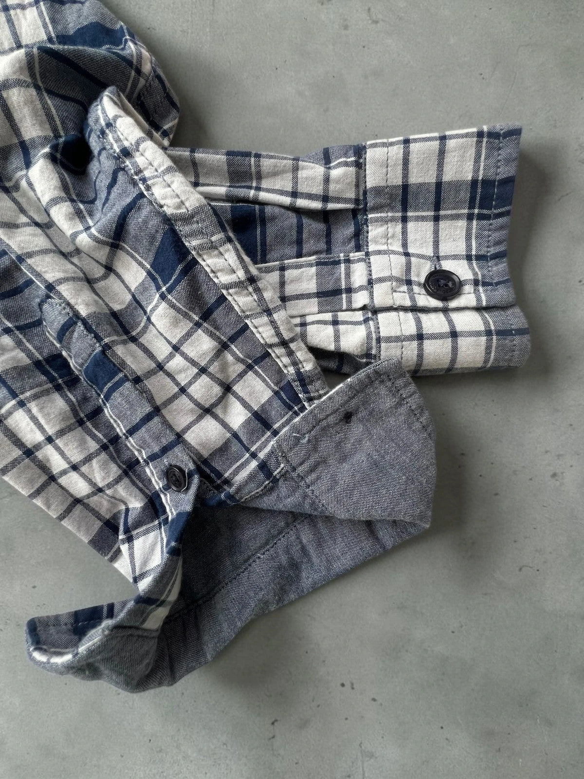 Bonobo navy and white checkered hoodie with hood, loose fit, new without tags.