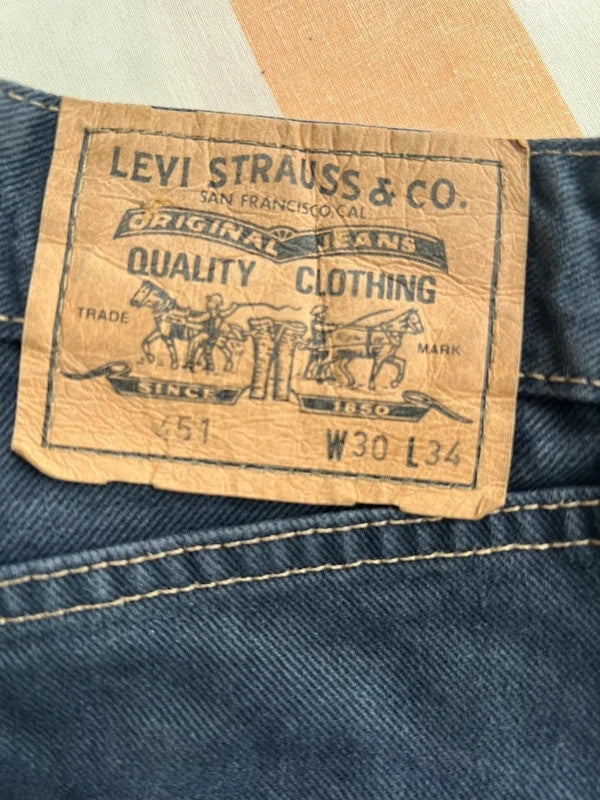 Levi's grey vintage 451 straight jeans, classic washed denim, 100% cotton.