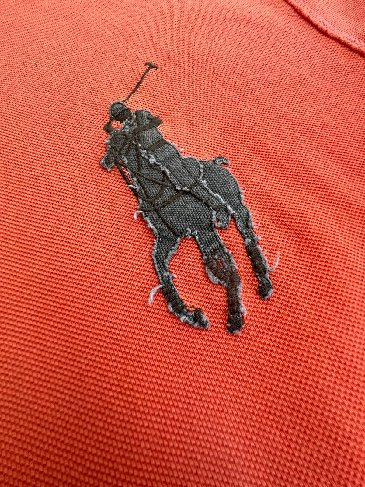 Ralph Lauren orange polo shirt Big Pony embroidery USA patch vintage custom fit XXL