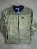 Nike green marl zip sweatshirt jacket with black logo and side zip pockets.
