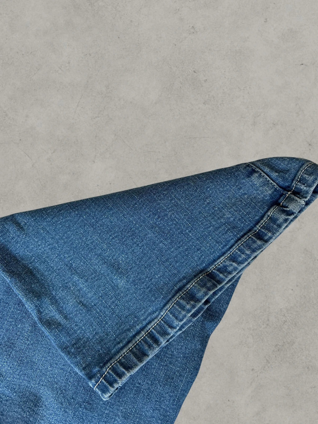 Rainbow blue straight jeans Y2K flare bootcut with decorative front buttons.