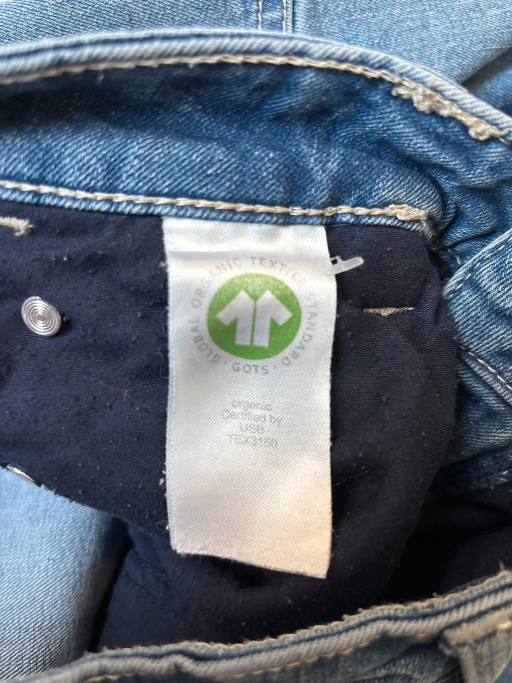 Rainbow blue straight jeans Y2K flare bootcut with decorative front buttons.