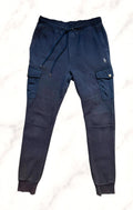 Polo Ralph Lauren navy joggers with embroidered Pony logo and side cargo pockets.