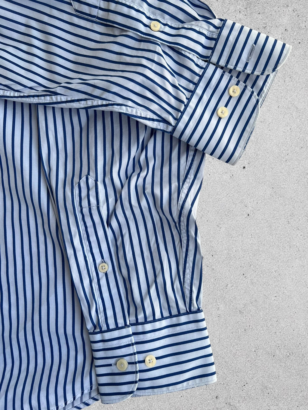 Tommy Hilfiger striped shirt blue and white cotton with embroidered logo and chest pocket.