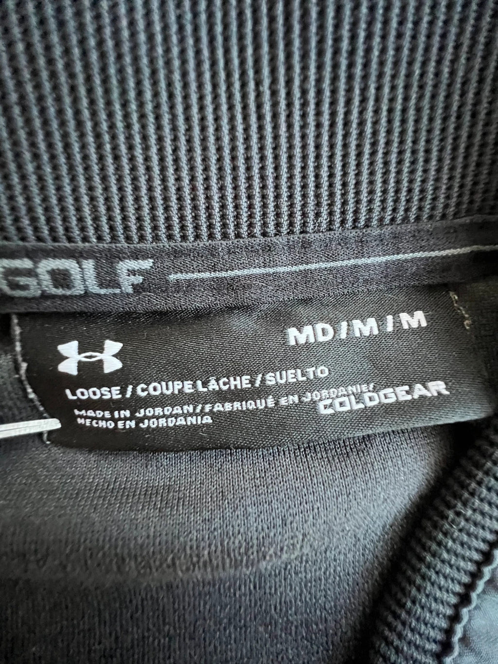 Under Armour grey jumper ColdGear Golf loose fit with logo and breathable material.