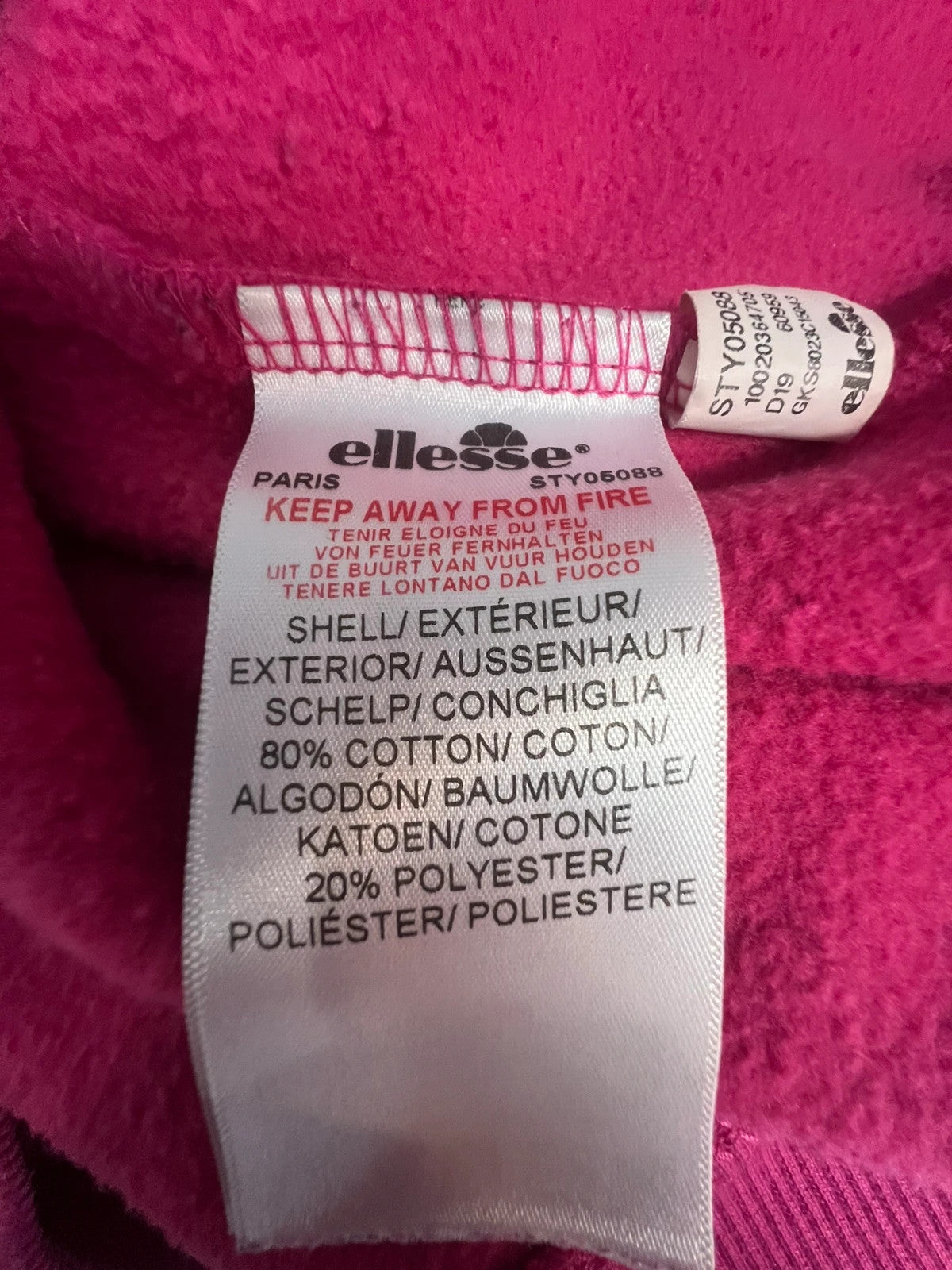 Ellesse pink sweatshirt with large printed logo on chest, soft cotton blend.
